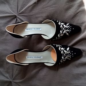 Manolo Blahnik vintage black velvet heels